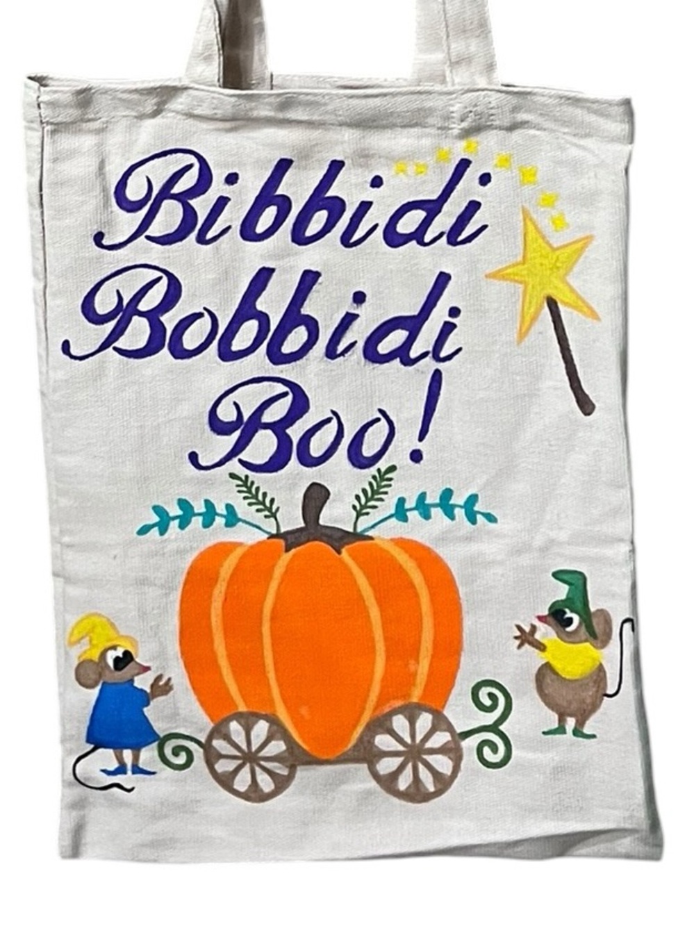 Hand Painted Cinderella “Bibbidi Bobbidi Boo”Halloween Canvas Trick or Treat Bag